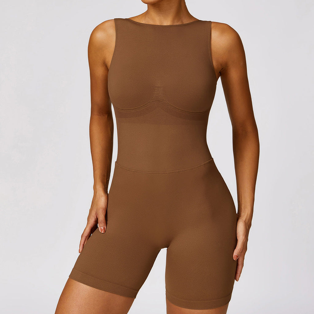 Seamless cut-out tight-fitting yoga jumpsuit
