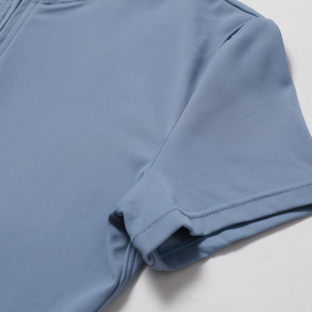 Stylish Women's Active Half-Zipper Yoga Jumpsuit: Short Sleeve Stand Collar Fitness Bodysuit