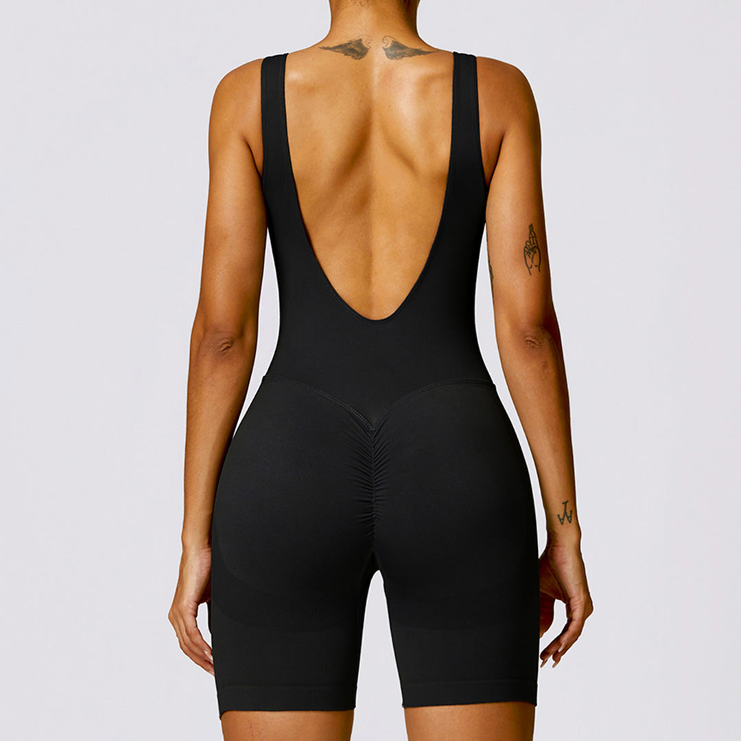 Seamless cut-out tight-fitting yoga jumpsuit