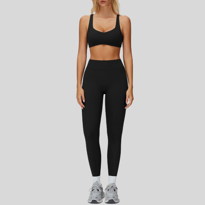 Matching Sports Bra + High-Waisted Leggings: Set